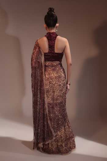 Couture By Niharika Camellia Embroidered Saree With Blouse 