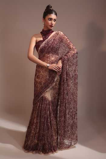 Couture By Niharika Camellia Embroidered Saree With Blouse 