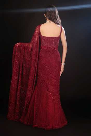Couture By Niharika Rosave Lehenga Saree With Embroidered Blouse 
