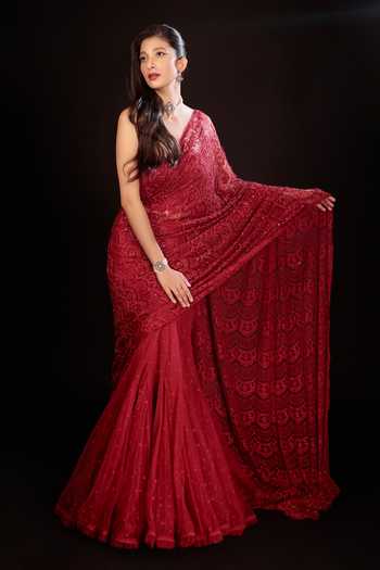 Couture By Niharika Rosave Lehenga Saree With Embroidered Blouse 