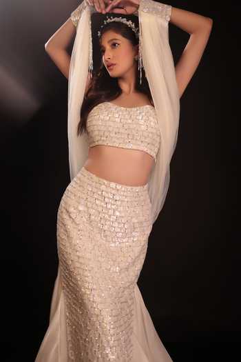 Buy Couture By Niharika Ivory Organza, Crepe, Satin, Net, Muslin Lumea Hand Embroidered Skirt Set Online at Aza Fashions Buy_Couture By Niharika_Ivory Organza, Crepe, Satin, Net, Muslin Lumea Hand Embroidered Skirt Set _Online_at_Aza_Fashions