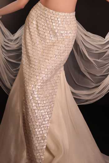 Shop Couture By Niharika Ivory Organza, Crepe, Satin, Net, Muslin Lumea Hand Embroidered Skirt Set Online at Aza Fashions Shop_Couture By Niharika_Ivory Organza, Crepe, Satin, Net, Muslin Lumea Hand Embroidered Skirt Set _Online_at_Aza_Fashions