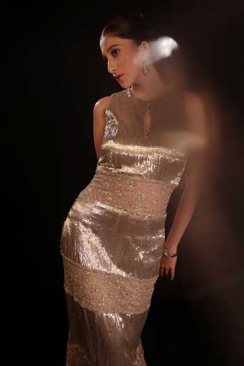 Buy Couture By Niharika Silver Organza, Satin, Embroidery, Sequins, Pearls, Zelora Hand Gown Online at Aza Fashions Buy_Couture By Niharika_Silver Organza, Satin, Embroidery, Sequins, Pearls, Zelora Hand Gown _Online_at_Aza_Fashions