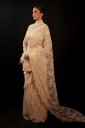Couture By Niharika Lunara Hand Embroidered Pre-Draped Saree Set 