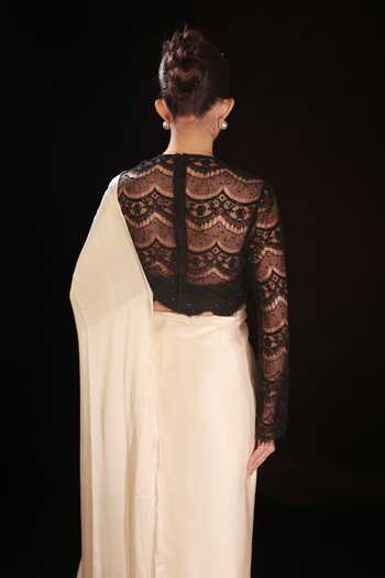 Couture By Niharika Vantelle Pre-Draped Saree With Scalloped Blouse 