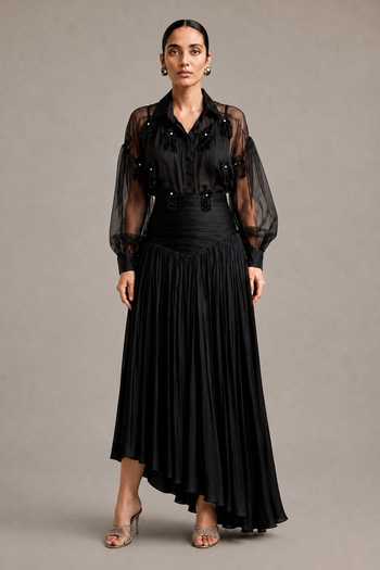 Vridhi Somaani Alexis Organza Shirt & Ruched Skirt Set 