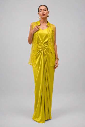 Vridhi Somaani Nova Knotted Skirt & Embroidered Jacket Set 