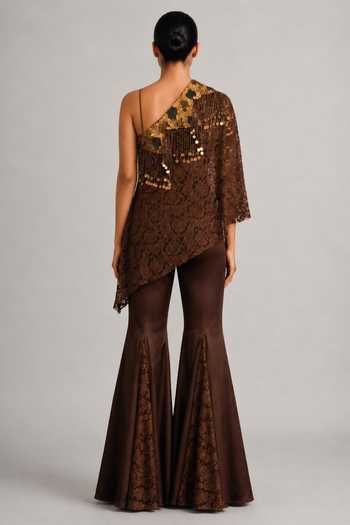 Vridhi Somaani Belly Lace One Shoulder Top & Pant Set 