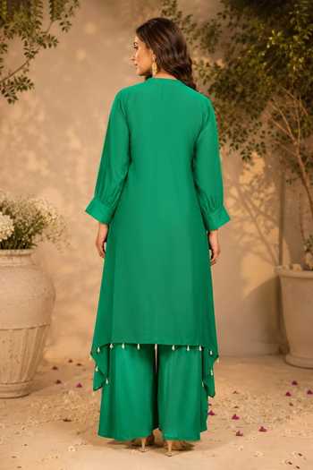 Nidhi Kejriwal C-Cut Hem Kurta With Flap Palazzo