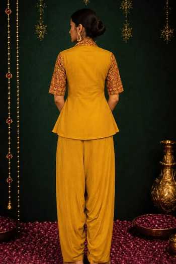 Nidhi Kejriwal Embroidered Peplum Jacket With Draped Dhoti Pant