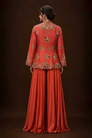 Nidhi Kejriwal Embroidered Peplum Jacket With Flared Sharara