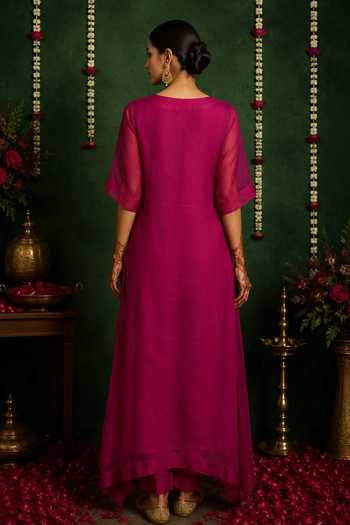 Nidhi Kejriwal Organza Embroidered Long Kurta & Pant Set
