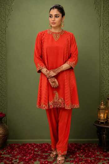 Nidhi Kejriwal Short Flared A-line Kurta With Afghani Salwar