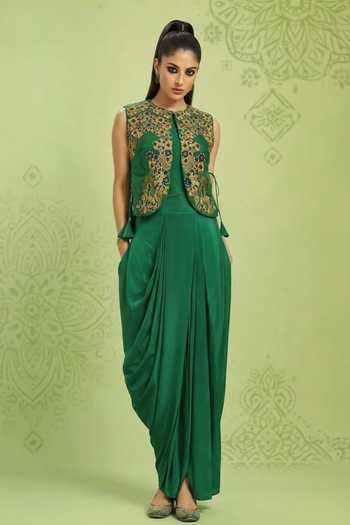 Nidhi Kejriwal Embroidered Jacket With Dhoti Skirt Set