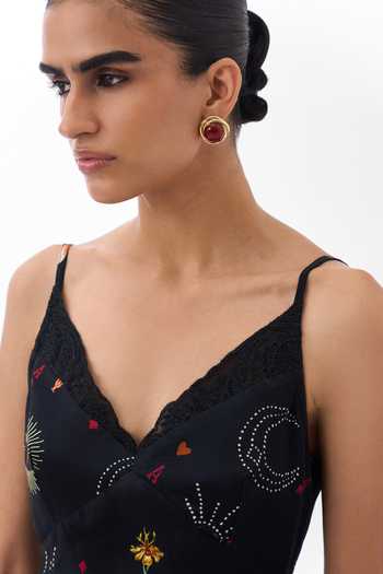 Buy NOIB Multi Color Satin, Modal V-neck Liza Postcards And Petals Print Midi Dress Online at Aza Fashions Buy_NOIB_Multi Color Satin, Modal V-neck Liza Postcards And Petals Print Midi Dress _Online_at_Aza_Fashions