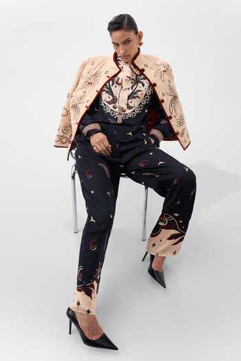 Shop NOIB Multi Color Satin, Modal Thais Nocturnal Jungle Print Pant Online at Aza Fashions Shop_NOIB_Multi Color Satin, Modal Thais Nocturnal Jungle Print Pant _Online_at_Aza_Fashions