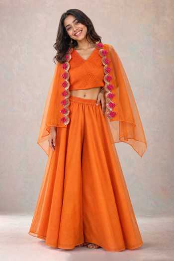 Label Neeti Embroidered Cape Palazzo Set