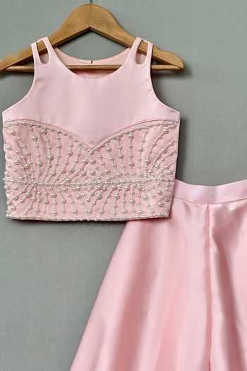 Label Neeti Bead Embroidered Crop Top With Palazzo 