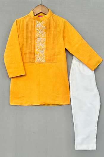 Label Neeti Embroidered Pintucked Kurta With Trouser 