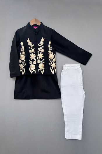 Label Neeti Embroidered Nehru Jacket With Kurta Set 