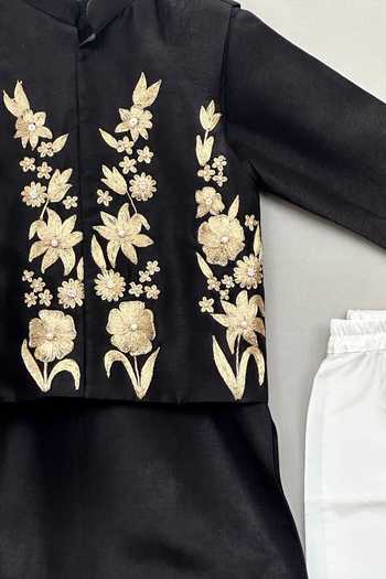 Buy Label Neeti Black Silk Embroidered Nehru Jacket With Kurta Set Online at Aza Fashions Buy_Label Neeti_Black Silk Embroidered Nehru Jacket With Kurta Set _Online_at_Aza_Fashions