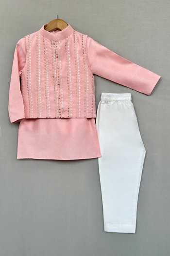 Label Neeti Embroidered Nehru Jacket & Kurta Set