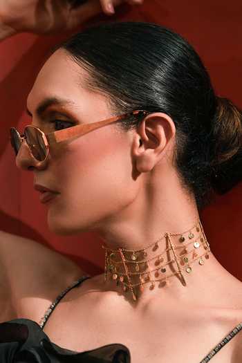 Buy Cao Jewellery Gold Plated Chic Collar Necklace Online at Aza Fashions Buy_Cao Jewellery_Gold Plated Chic Collar Necklace _Online_at_Aza_Fashions