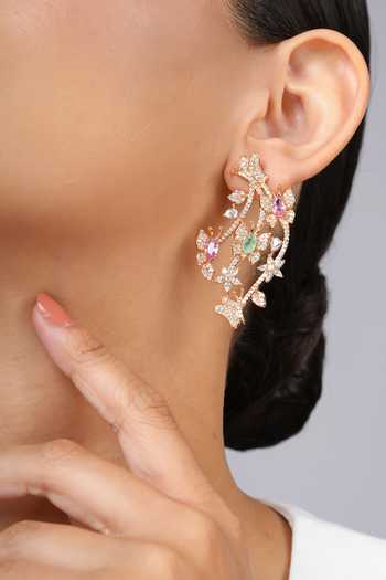Shop Cao Jewellery Gold Plated Petal And Wing Earrings Online at Aza Fashions Shop_Cao Jewellery_Gold Plated Petal And Wing Earrings _Online_at_Aza_Fashions