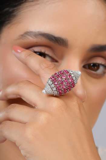 Buy Cao Jewellery Red Orb Embellished Ring Online at Aza Fashions Buy_Cao Jewellery_Red Orb Embellished Ring _Online_at_Aza_Fashions