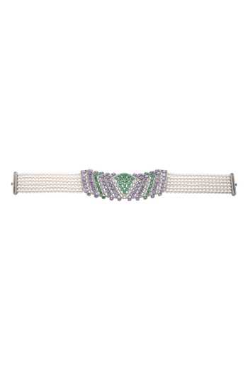 Cao Jewellery Multi Color Crystal Prism Choker Set Online at Aza Fashions Cao Jewellery_Multi Color Crystal Prism Choker Set _Online_at_Aza_Fashions