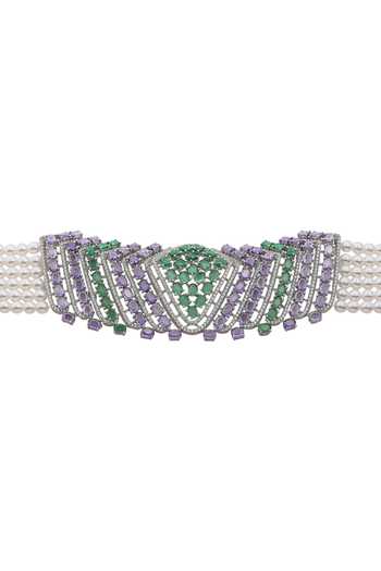 Shop Cao Jewellery Multi Color Crystal Prism Choker Set Online at Aza Fashions Shop_Cao Jewellery_Multi Color Crystal Prism Choker Set _Online_at_Aza_Fashions