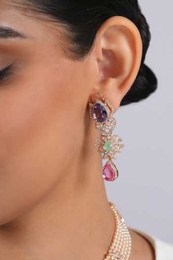 Cao Jewellery Multi Color Pearl Embellished Necklace Set Online at Aza Fashions Cao Jewellery_Multi Color Pearl Embellished Necklace Set _Online_at_Aza_Fashions