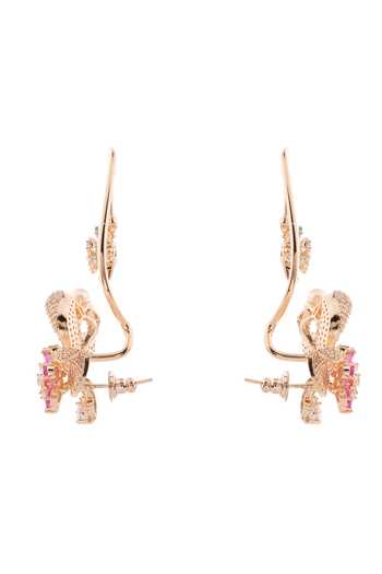 Cao Jewellery Pink Botanical Ear Wrap Pair Of Earrings Online at Aza Fashions Cao Jewellery_Pink Botanical Ear Wrap Pair Of Earrings _Online_at_Aza_Fashions