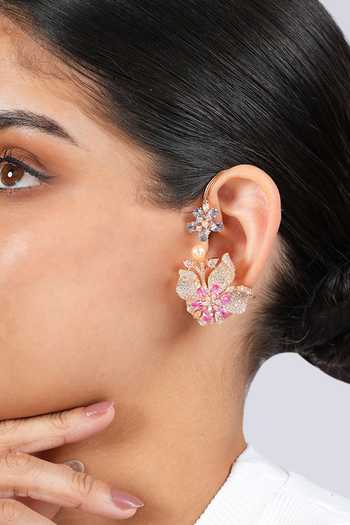 Cao Jewellery Multi Color Flora Ear Wrap Brass at Aza Fashions Cao Jewellery_Multi Color Flora Ear Wrap Brass _at_Aza_Fashions