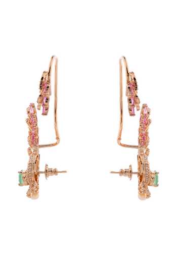Cao Jewellery Multi Color Empress Peacock Rose Gold Ear Cuffs Online at Aza Fashions Cao Jewellery_Multi Color Empress Peacock Rose Gold Ear Cuffs _Online_at_Aza_Fashions
