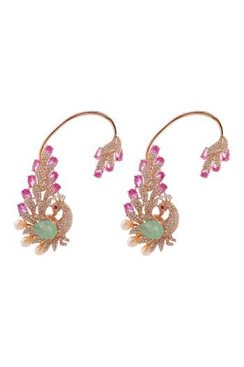 Cao Jewellery Empress Peacock Rose Gold Ear Cuffs 