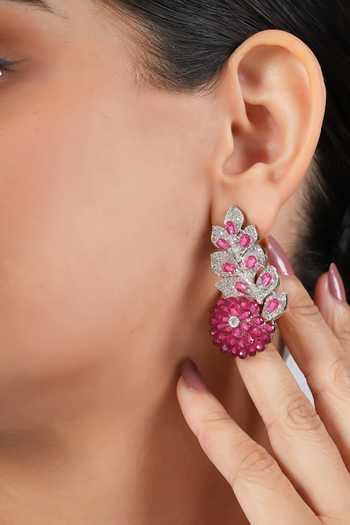 Cao Jewellery Pink Stone Embellished Earrings Online at Aza Fashions Cao Jewellery_Pink Stone Embellished Earrings _Online_at_Aza_Fashions