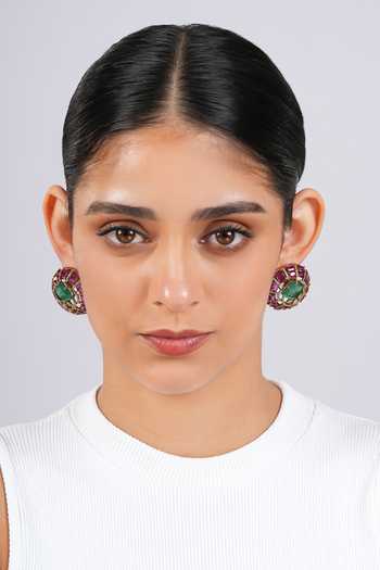 Cao Jewellery Emerald Statement Stud Earrings 