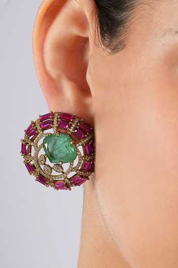 Cao Jewellery Emerald Statement Stud Earrings 