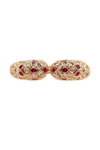 Cao Jewellery Red Regalia Polki Kundan Embellished Cuff Bracelet Online at Aza Fashions Cao Jewellery_Red Regalia Polki Kundan Embellished Cuff Bracelet _Online_at_Aza_Fashions