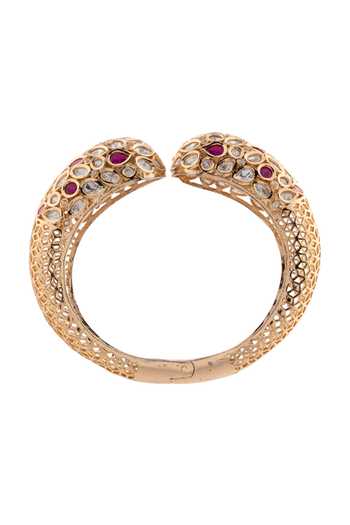Buy Cao Jewellery Red Regalia Polki Kundan Embellished Cuff Bracelet Online at Aza Fashions Buy_Cao Jewellery_Red Regalia Polki Kundan Embellished Cuff Bracelet _Online_at_Aza_Fashions