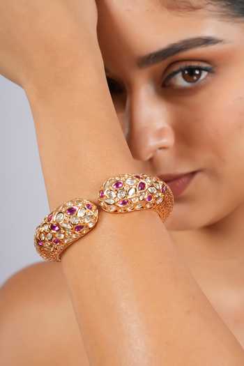Cao Jewellery Regalia Polki Kundan Embellished Cuff Bracelet 