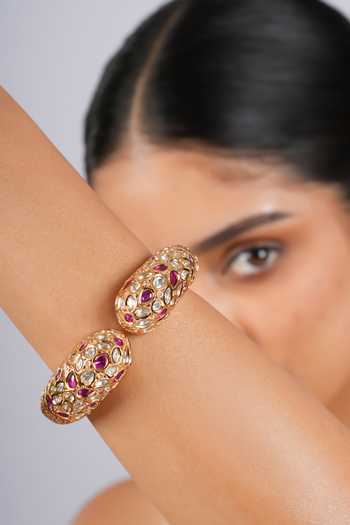 Cao Jewellery Regalia Polki Kundan Embellished Cuff Bracelet 