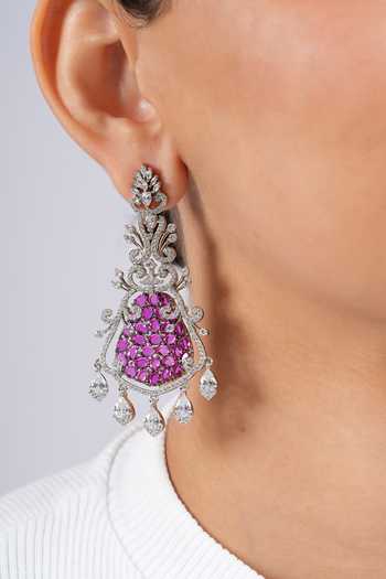 Cao Jewellery Purple Royal Ruby Dangler Earrings Online at Aza Fashions Cao Jewellery_Purple Royal Ruby Dangler Earrings _Online_at_Aza_Fashions