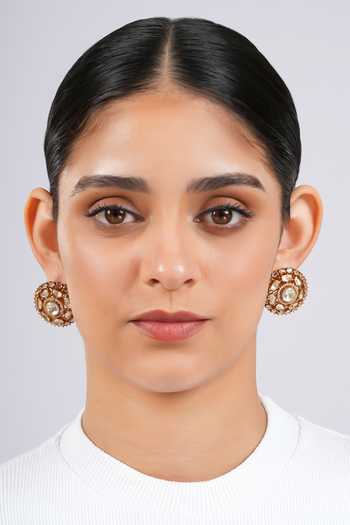 Cao Jewellery Polki Embellished Stud Earrings 