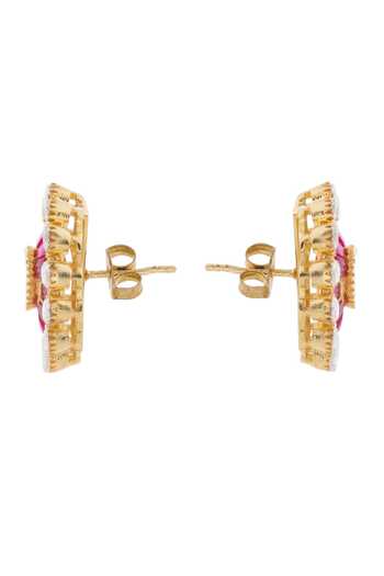 Cao Jewellery Multi Color Polki Ruby Stud Earrings Online at Aza Fashions Cao Jewellery_Multi Color Polki Ruby Stud Earrings _Online_at_Aza_Fashions