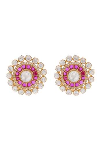 Cao Jewellery Polki Ruby Stud Earrings 