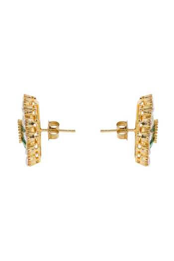 Cao Jewellery Green Aura Stud Earrings Online at Aza Fashions Cao Jewellery_Green Aura Stud Earrings _Online_at_Aza_Fashions