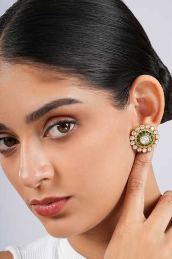 Buy Cao Jewellery Green Aura Stud Earrings Online at Aza Fashions Buy_Cao Jewellery_Green Aura Stud Earrings _Online_at_Aza_Fashions