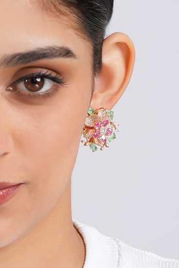 Cao Jewellery Floral Luxe Rose Gold Stud Earrings 